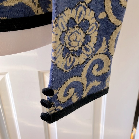 Covelo Silk/Wool/Cotton Blend Sweater Blue/Yellow Size M - Picture 9 of 11